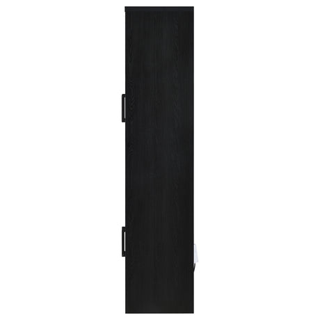 Riva Arched Glass Door Display Cabinet with LED Lighting - Tall Black Woodgrain Accent Cabinet – view 7