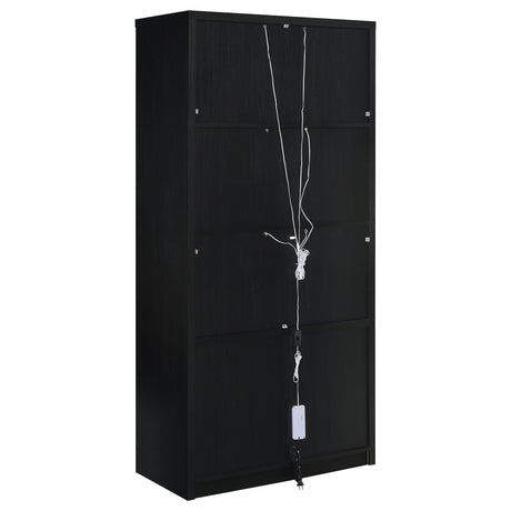 Riva Arched Glass Door Display Cabinet with LED Lighting - Tall Black Woodgrain Accent Cabinet – view 8