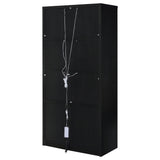 Riva Arched Glass Door Display Cabinet with LED Lighting - Tall Black Woodgrain Accent Cabinet – view 9