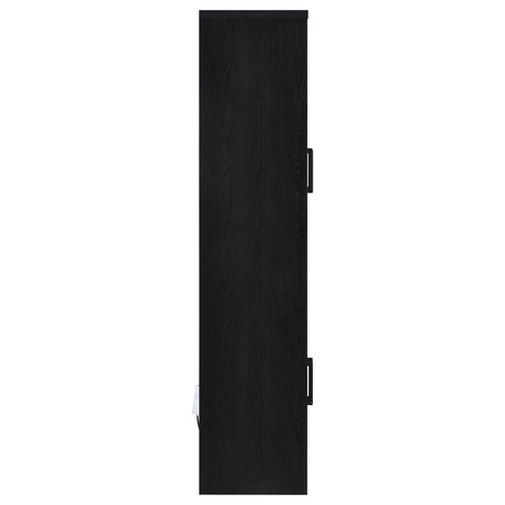 Riva Arched Glass Door Display Cabinet with LED Lighting - Tall Black Woodgrain Accent Cabinet – view 10
