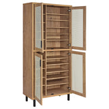 Teller 80" Tall Shoe Storage Cabinet with 4 Mesh Doors - Natural Oak Industrial with 14 Adjustable Shelves – view 3