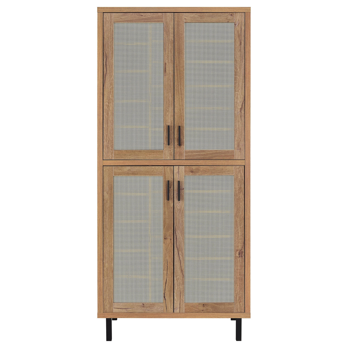 Teller 80" Tall Shoe Storage Cabinet with 4 Mesh Doors - Natural Oak Industrial with 14 Adjustable Shelves – view 4