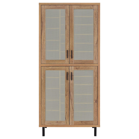 Teller 80" Tall Shoe Storage Cabinet with 4 Mesh Doors - Natural Oak Industrial with 14 Adjustable Shelves – view 4