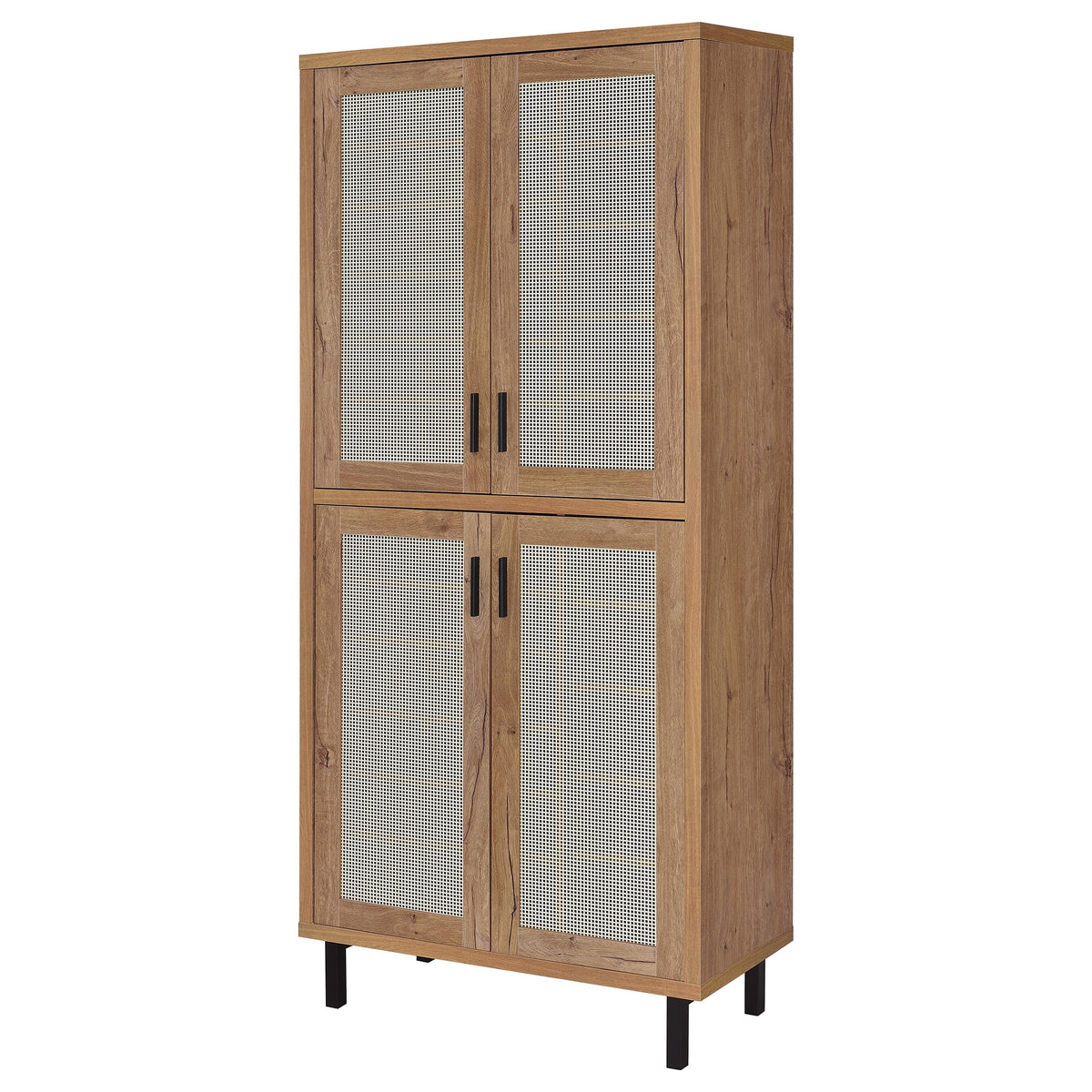 Teller 80" Tall Shoe Storage Cabinet with 4 Mesh Doors - Natural Oak Industrial with 14 Adjustable Shelves – view 5
