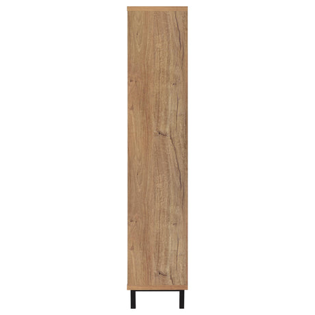 Teller 80" Tall Shoe Storage Cabinet with 4 Mesh Doors - Natural Oak Industrial with 14 Adjustable Shelves – view 6