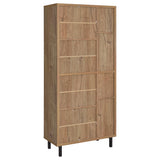 Teller 80" Tall Shoe Storage Cabinet with 4 Mesh Doors - Natural Oak Industrial with 14 Adjustable Shelves – view 7
