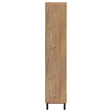 Teller 80" Tall Shoe Storage Cabinet with 4 Mesh Doors - Natural Oak Industrial with 14 Adjustable Shelves – view 9
