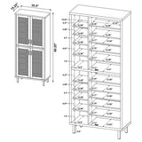 Teller 80" Tall Shoe Storage Cabinet with 4 Mesh Doors - Natural Oak Industrial with 14 Adjustable Shelves – view 12
