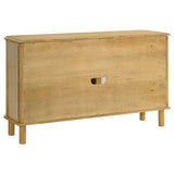 Ervine 3-Door Accent Cabinet - Natural Rubberwood with Rope Panel Texture & Round Pulls – view 6