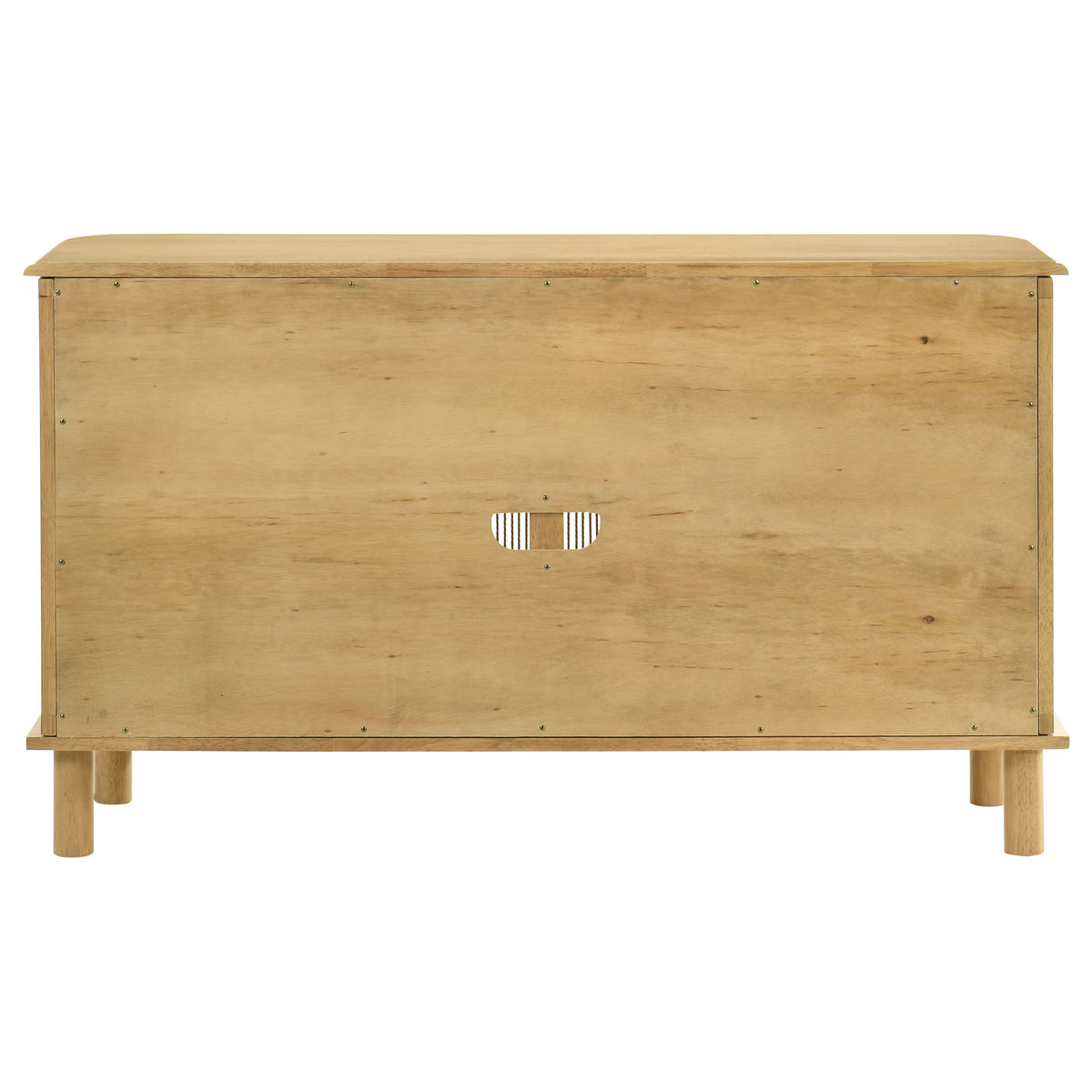 Ervine 3-Door Accent Cabinet - Natural Rubberwood with Rope Panel Texture & Round Pulls – view 7