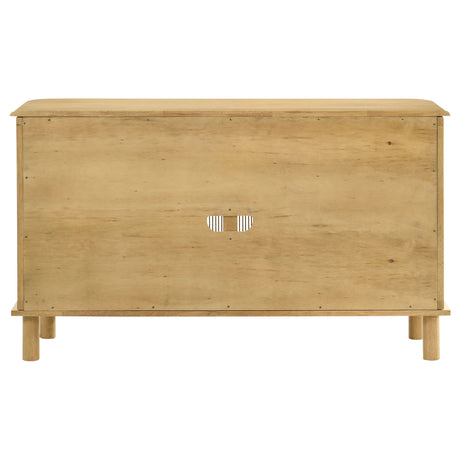 Ervine 3-Door Accent Cabinet - Natural Rubberwood with Rope Panel Texture & Round Pulls – view 7