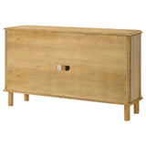 Ervine 3-Door Accent Cabinet - Natural Rubberwood with Rope Panel Texture & Round Pulls – view 8
