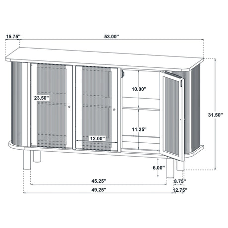 Ervine 3-Door Accent Cabinet - Natural Rubberwood with Rope Panel Texture & Round Pulls – view 14