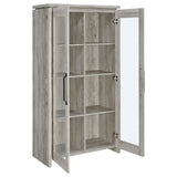 Alejo Tall Curio Display Cabinet with 2 Glass Doors - Coastal Grey Driftwood with Black Hardware – view 3
