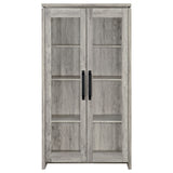 Alejo Tall Curio Display Cabinet with 2 Glass Doors - Coastal Grey Driftwood with Black Hardware – view 4