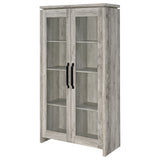 Alejo Tall Curio Display Cabinet with 2 Glass Doors - Coastal Grey Driftwood with Black Hardware – view 5