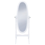 Foyet Full-Length Cheval Mirror - Adjustable Oval Floor Mirror in White Wood – view 3
