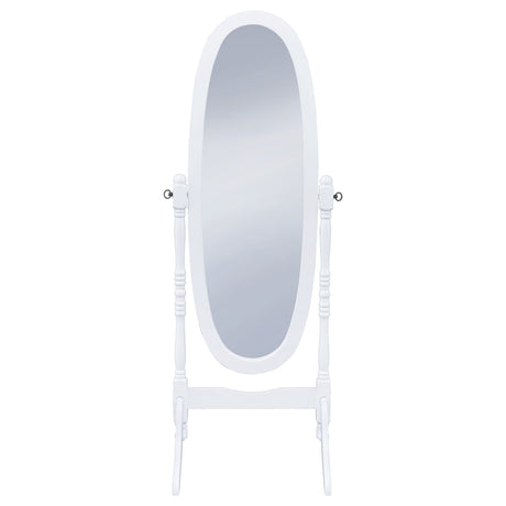 Foyet Full-Length Cheval Mirror - Adjustable Oval Floor Mirror in White Wood – view 3