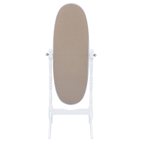 Foyet Full-Length Cheval Mirror - Adjustable Oval Floor Mirror in White Wood – view 5
