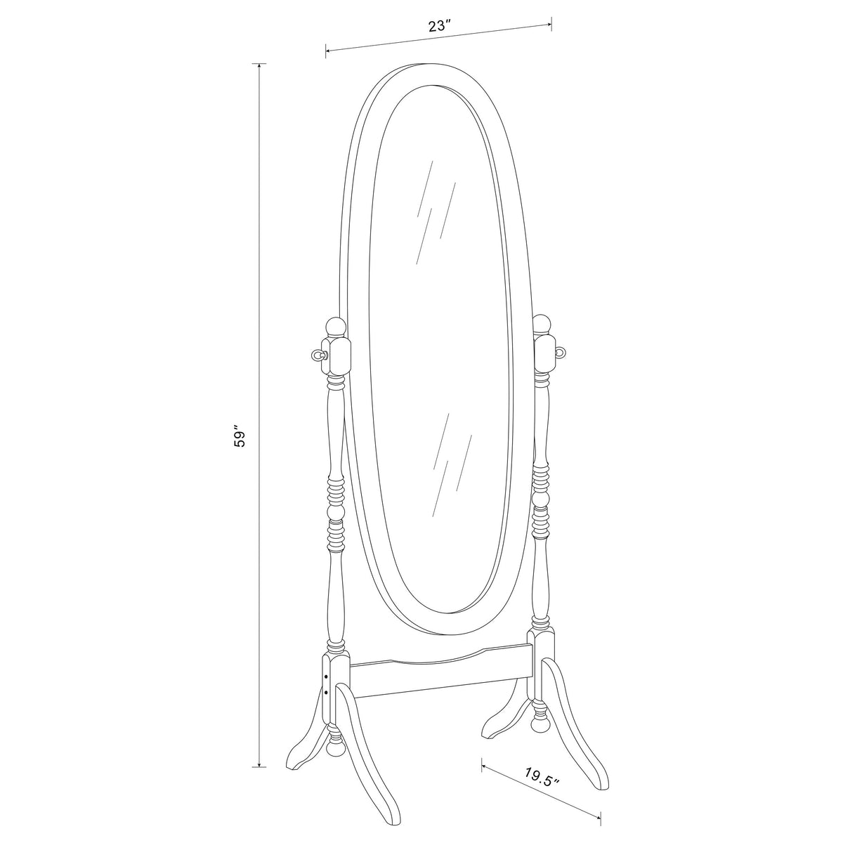 Foyet Full-Length Cheval Mirror - Adjustable Oval Floor Mirror in White Wood – view 8