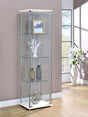 Bellatrix 3-Shelf Glass Curio Cabinet - Tall Display Case in White with Chrome Hardware – view 1