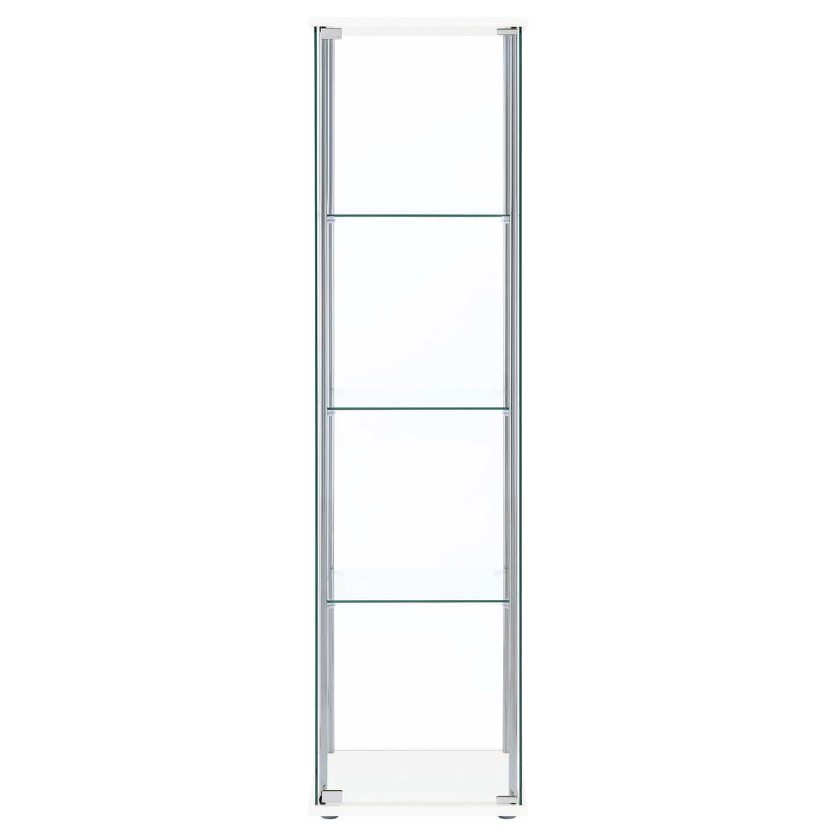 Bellatrix 3-Shelf Glass Curio Cabinet - Tall Display Case in White with Chrome Hardware – view 3