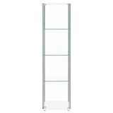 Bellatrix 3-Shelf Glass Curio Cabinet - Tall Display Case in White with Chrome Hardware – view 3