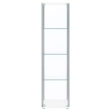Bellatrix 3-Shelf Glass Curio Cabinet - Tall Display Case in White with Chrome Hardware – view 3