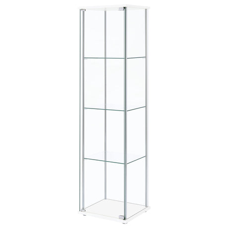 Bellatrix 3-Shelf Glass Curio Cabinet - Tall Display Case in White with Chrome Hardware – view 4