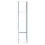 Bellatrix 3-Shelf Glass Curio Cabinet - Tall Display Case in White with Chrome Hardware – view 5