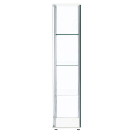 Bellatrix 3-Shelf Glass Curio Cabinet - Tall Display Case in White with Chrome Hardware – view 5