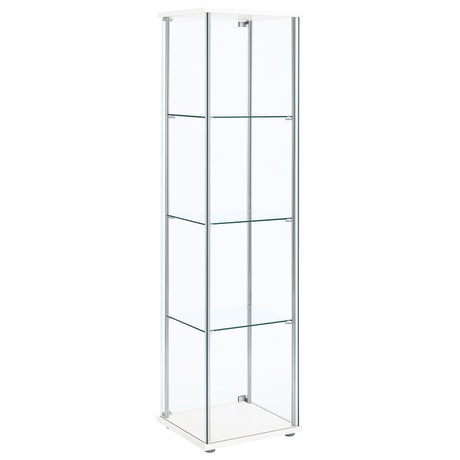Bellatrix 3-Shelf Glass Curio Cabinet - Tall Display Case in White with Chrome Hardware – view 6