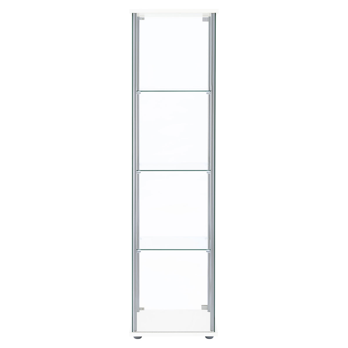 Bellatrix 3-Shelf Glass Curio Cabinet - Tall Display Case in White with Chrome Hardware – view 7