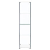 Bellatrix 3-Shelf Glass Curio Cabinet - Tall Display Case in White with Chrome Hardware – view 7