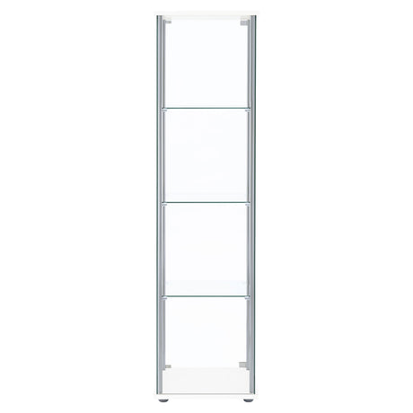 Bellatrix 3-Shelf Glass Curio Cabinet - Tall Display Case in White with Chrome Hardware – view 7