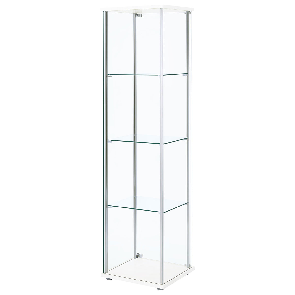 Bellatrix 3-Shelf Glass Curio Cabinet - Tall Display Case in White with Chrome Hardware – view 8