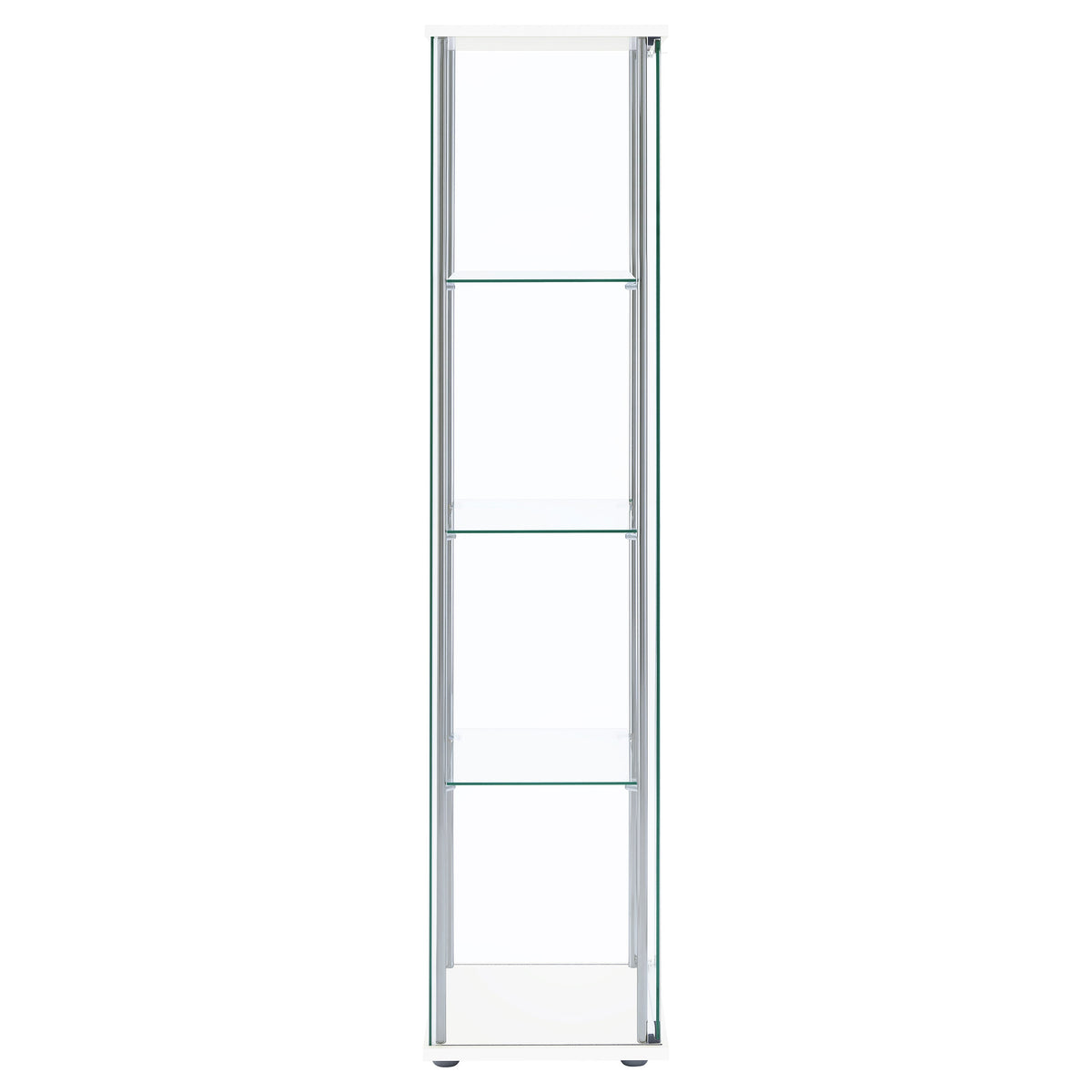 Bellatrix 3-Shelf Glass Curio Cabinet - Tall Display Case in White with Chrome Hardware – view 9