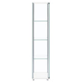 Bellatrix 3-Shelf Glass Curio Cabinet - Tall Display Case in White with Chrome Hardware – view 9