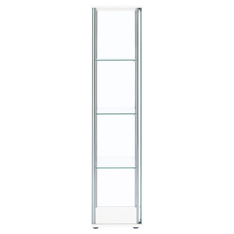 Bellatrix 3-Shelf Glass Curio Cabinet - Tall Display Case in White with Chrome Hardware – view 9
