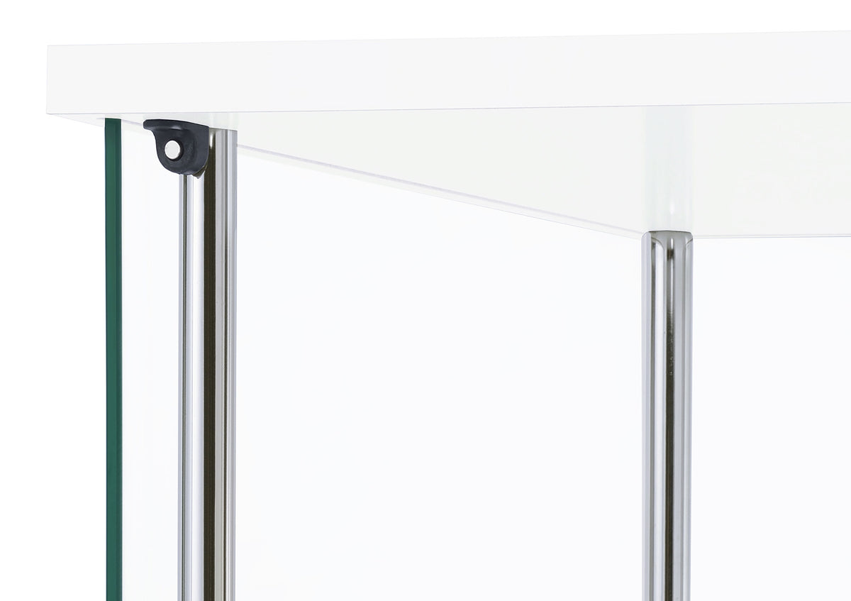 Bellatrix 3-Shelf Glass Curio Cabinet - Tall Display Case in White with Chrome Hardware – view 10