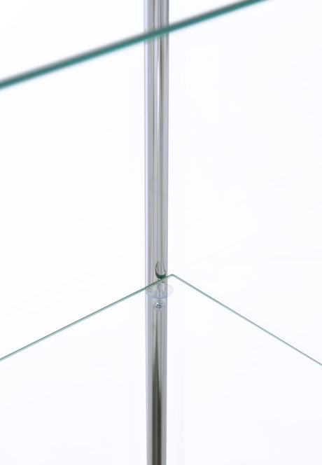 Bellatrix 3-Shelf Glass Curio Cabinet - Tall Display Case in White with Chrome Hardware – view 11