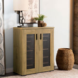 Bristol Shoe Cabinet with Mesh-Panel Doors - Entryway Storage in Golden Oak – view 1
