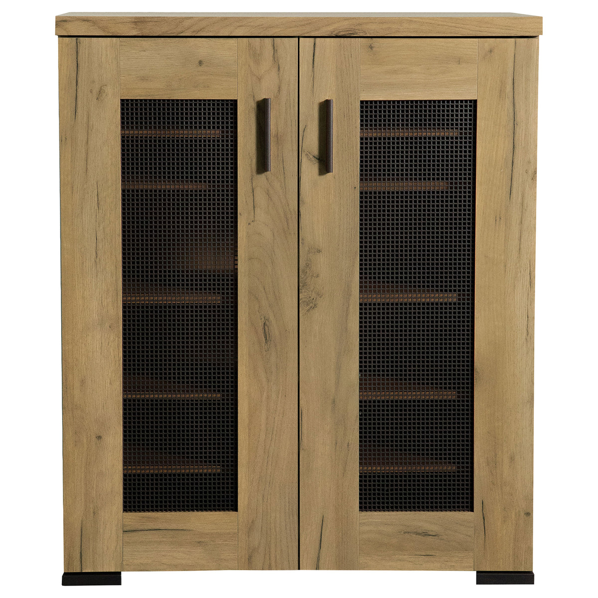 Bristol Shoe Cabinet with Mesh-Panel Doors - Entryway Storage in Golden Oak – view 3