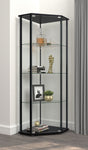 Zenobia 4-Shelf Corner Curio Cabinet - Glass Shelves & Door with Chrome Accents in Black – view 1