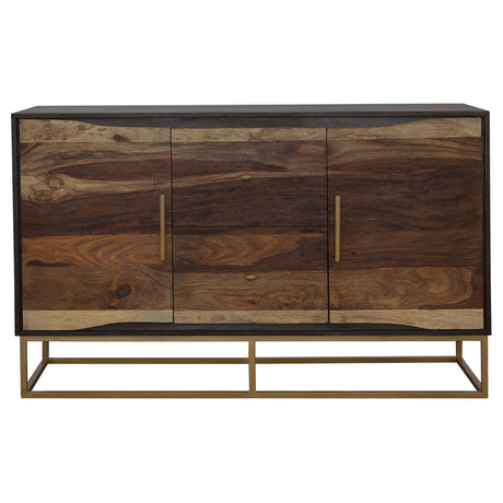Zara 57" Handcrafted Accent Cabinet - Black Walnut Acacia & Sheesham with Gold Geometric Base – view 3