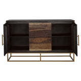 Zara 57" Handcrafted Accent Cabinet - Black Walnut Acacia & Sheesham with Gold Geometric Base – view 4