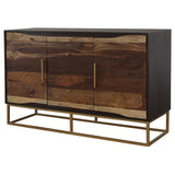 Zara 57" Handcrafted Accent Cabinet - Black Walnut Acacia & Sheesham with Gold Geometric Base – view 5