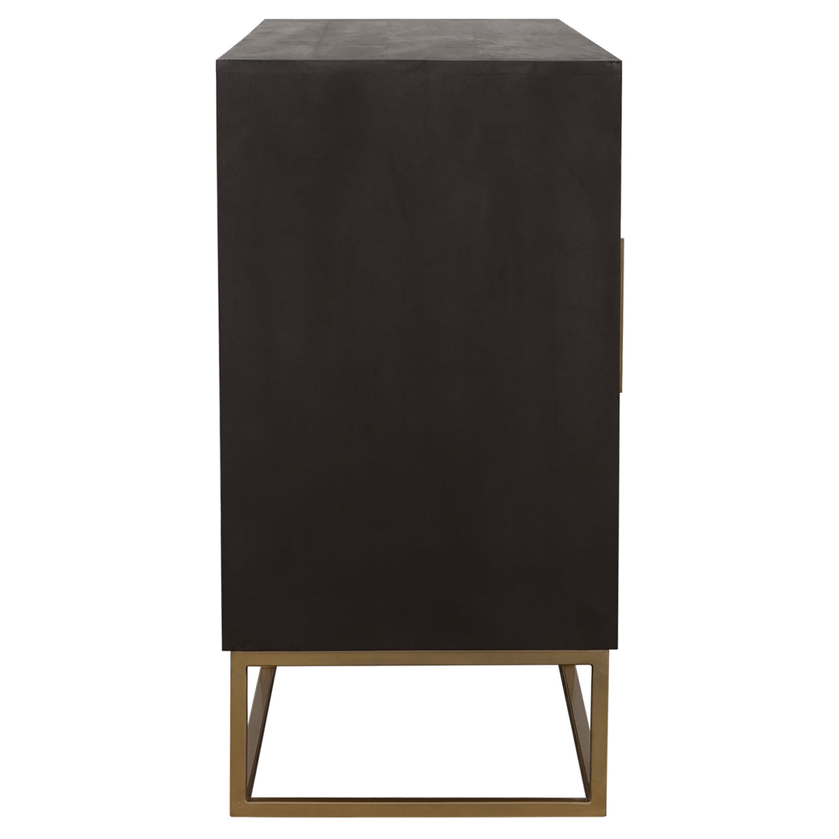 Zara 57" Handcrafted Accent Cabinet - Black Walnut Acacia & Sheesham with Gold Geometric Base – view 6