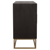 Zara 57" Handcrafted Accent Cabinet - Black Walnut Acacia & Sheesham with Gold Geometric Base – view 6