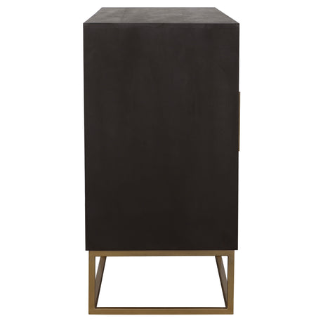 Zara 57" Handcrafted Accent Cabinet - Black Walnut Acacia & Sheesham with Gold Geometric Base – view 6